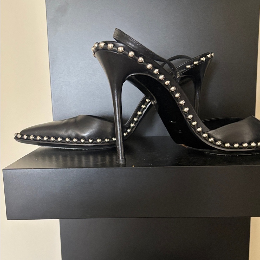 Alexander Wang Black Pointed Slingback Heels with Silver Studs - Picture 6 of 6